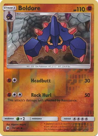 Sun & Moon Boldore #70/149 reverse holo